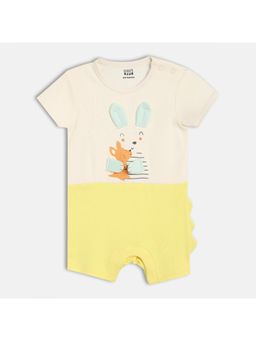 MINI KLUB - Pink & Yellow Cotton Half Sleeve Applique Romper