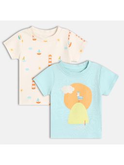 MINI KLUB - Cotton Half Sleeve Light House & Duck Printed T-Shirt (Pack of 2)
