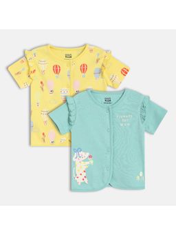 MINI KLUB - Cotton Half Sleeves Balloon & Text Printed Front Open Vests (Pack of 2)