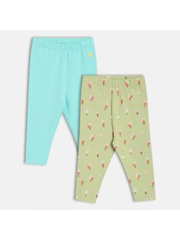 MINI KLUB - Cotton Solid & Ice Cream Printed Leggings (Pack of 2)