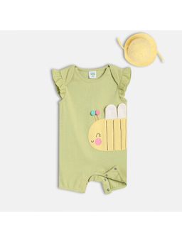 MINI KLUB - Cotton Half Sleeve Applique Romper with Hair Band