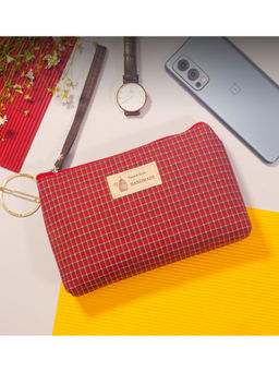 Visual Echoes - Red Checkered Everyday Essential Pouch
