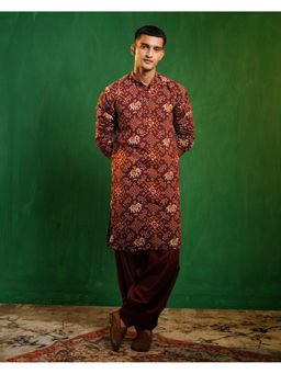 AHI Clothing - Maroon Patola Printed Kurta with Salwar