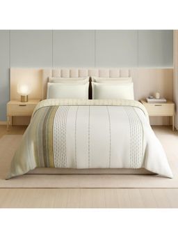 SPACES - Loom Impressions 350 Tc 100% Egyptian Cotton Geometric Design Double Quilts Cream