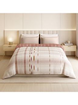 SPACES - Loom Impressions 350 Tc 100% Egyptian Cotton Geometric Design Double Quilts Peach