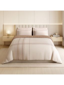 SPACES - Loom Impressions 350 Tc 100% Egyptian Cotton Geometric Design Double Quilts Peach