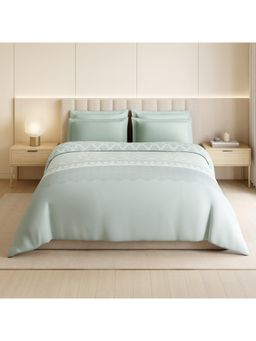 SPACES - Alive 100% Cotton Floral Print Double Quilts - Light Aqua