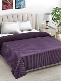 FABINALIV - Purple Striped Mild Winter 450 Gsm Micro Fiber Filling Double Bed Comforter King