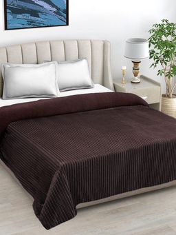 FABINALIV - Brown Striped Woollen Mild Winter 450 Gsm Double Bed Comforter King