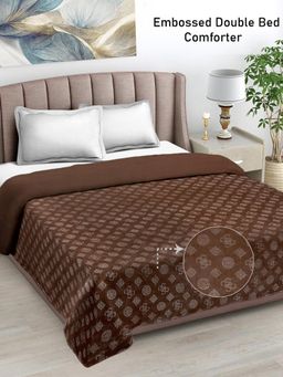 FABINALIV - Chocolate Geometric Mild Winter 500 Gsm Embossed Woollen Double Bed Comforter King