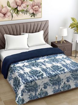 FABINALIV - Blue Abstract Mild Winter 400 Gsm Woollen Double Bed Comforter King