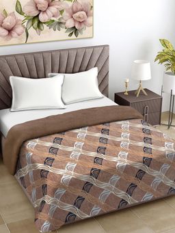 FABINALIV - Brown Geometric Mild Winter 400 Gsm Woollen Double Bed Comforter King