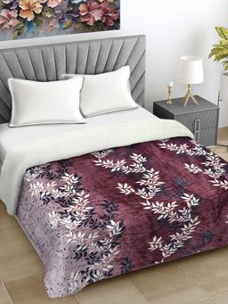 FABINALIV - Wine Floral Mild Winter 400 Gsm Woollen Double Bed Comforter King