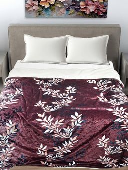 FABINALIV - Wine Floral Mild Winter 400 Gsm Woollen Double Bed Comforter King