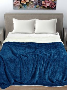 FABINALIV - Blue Geometric Mild Winter 600 Gsm Woollen Double Bed Comforter King