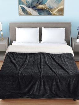FABINALIV - Black Solid Mild Winter 600 Gsm Woollen Double Bed Comforter King