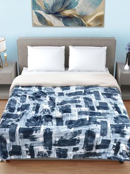 FABINALIV - Blue Abstract Mild Winter 400 Gsm Woollen Double Bed Comforter King