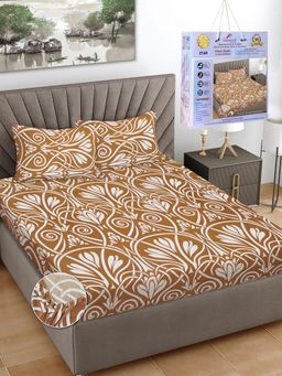 FABINALIV - Multicolor Floral Cotton King Fitted Packing Double Bedsheet with 2 Pillow Covers