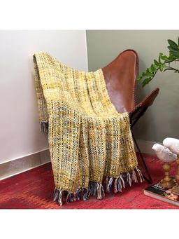 Revive Home - Soft Chunky Acrylic Wool Throw In Green, Yellow And Multicolor Weaving