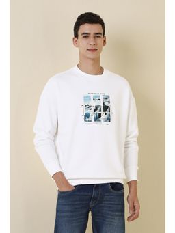 Allen Solly - Men White Crew Neck Full Sleeves Casual Sweatshirt