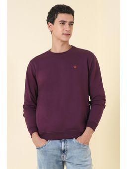 Allen Solly - Men Purple Crew Neck Full Sleeves Casual Sweatshirt