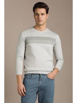 Louis Philippe - Men Casual Grey Printed Sweatshirt