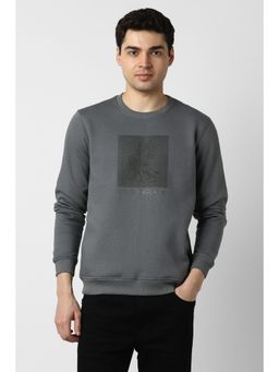 Peter England - Men Grey Graphic Printed Crew Neck Sweatshirt