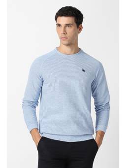 Van Heusen - Men Light Blue Stripe Crew Neck Sweatshirt