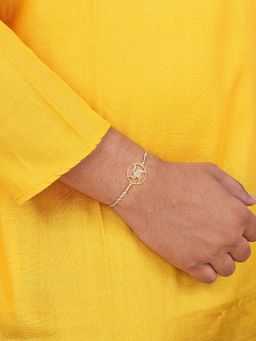 Ornate Jewels - 925 Silver American Diamond Swastik Thread Rakhi with Roli Chawal