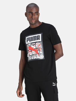 Puma - Graphic Tee Box Logo Logo Play Men Black T-shirt