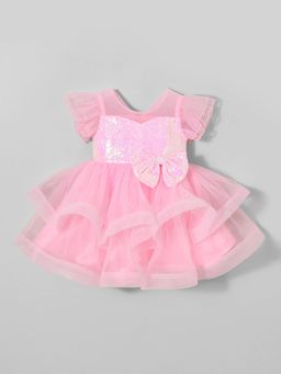 Hopscotch - Bow Applique Sequined Dress