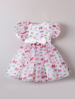 Hopscotch - Bow Applique Lace Dress