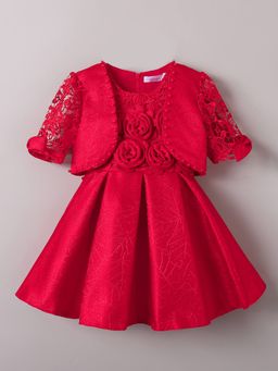 Hopscotch - Rose Applique Beaded Dress with Shrug