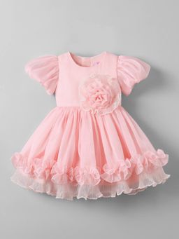 Hopscotch - Floral Applique Ruffled Dress