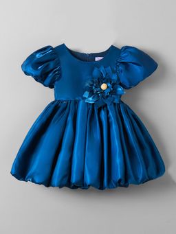 Hopscotch - Floral Applique Balloon Hem Dress