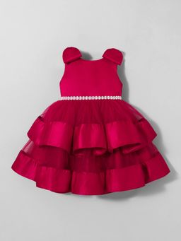 Hopscotch - Bow Applique Tiered Party Dress