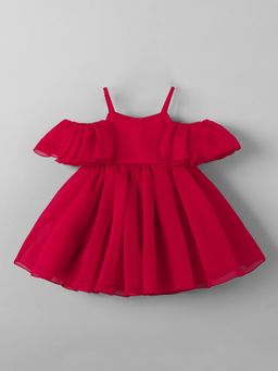 Hopscotch - Ruffled Off Shoulder Sleeves Dress