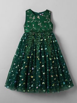 Hopscotch - Contrast Floral Embroidery Gown