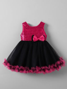 Hopscotch - Ruffled Bow Applique Dress