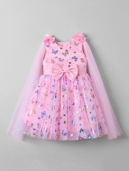 Hopscotch - Butterfly Bow and Floral Applique Dress