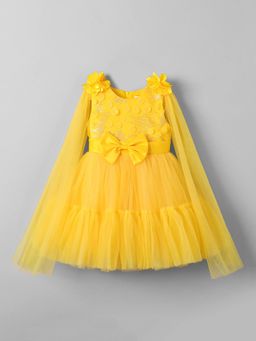 Hopscotch - Bow and Floral Applique Dress