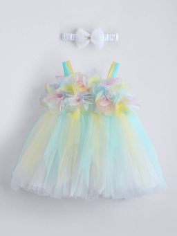 Hopscotch - Ruffled Cotton Lining Dress and Hairband with Tails