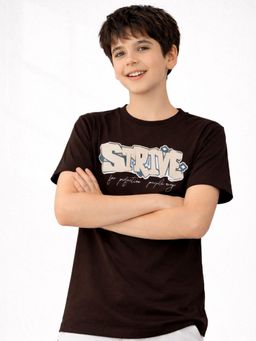 Purple United Kids - Brown Boys Brown Breathable Cotton T-Shirt