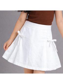 Purple United Kids - Girls Skorts In White with Side Tie-Up Detail