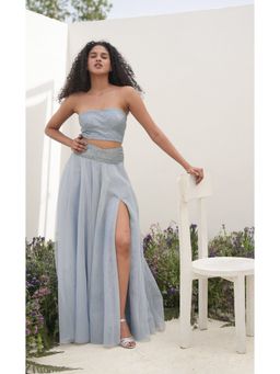 AMRTA- BY GUNEET KONDAL - Blue Moon Top With Skirt