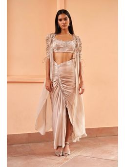 AMRTA- BY GUNEET KONDAL - Invisible Strings Blouse & Skirt With Cape