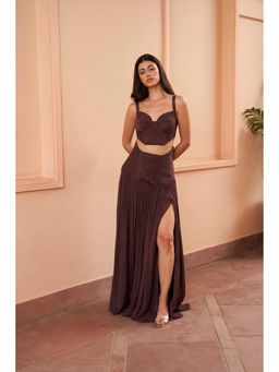 AMRTA- BY GUNEET KONDAL - Oak Enchantment Solid Top With Skirt