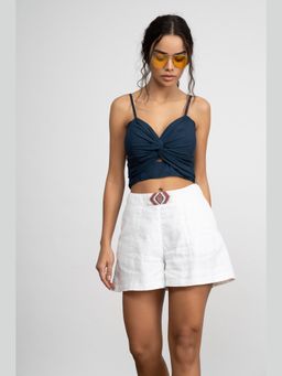 AMRTA- BY GUNEET KONDAL - Santiago Blue Shoulder Straps Crop Top