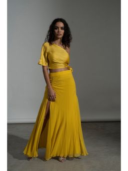 AMRTA- BY GUNEET KONDAL - Soho Yellow One Shoulder Crop Top