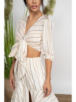 AMRTA- BY GUNEET KONDAL - Amalfi White Puff Sleeves Crop Top